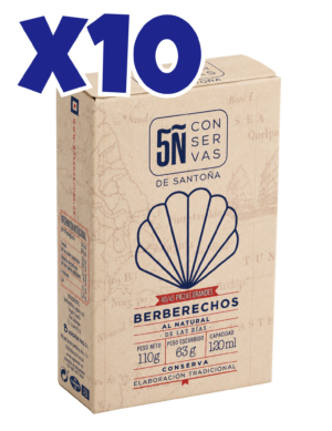 Pack de 10 latas de Berberechos al natural 120 ml