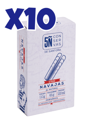 Pack de 10 latas de Navajas al natural 120 ml