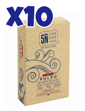 Pack de 10 latas de Pulpo Oliva 120 ml