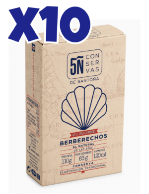 Pack de 10 latas de Berberechos al natural 120 ml