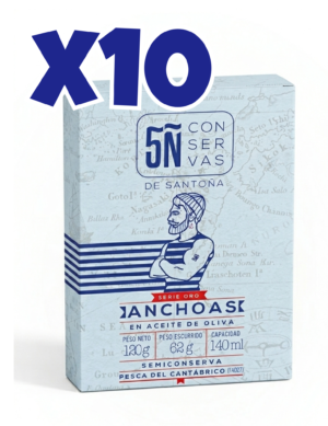 Pack de 10 Latas Anchoa Cantábrico Oliva Oro 140ml (Hansa)