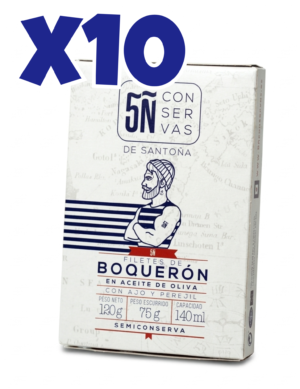 Pack de 10 Latas de Boquerón en Aceite de Oliva con Ajo y Perejil 140 ml