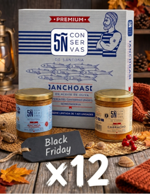 Lote 12 latas Anchoa Premium 100 ml 10/12 filetes (con regalos) – «LA OFERTA SECRETA»