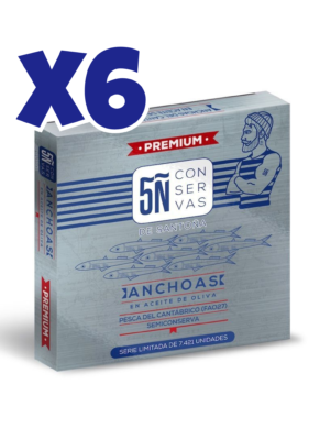 Lote 6 latas anchoas Cantábrico Oliva Premium 100 ml (10/12 filetes)- Serie Limitada