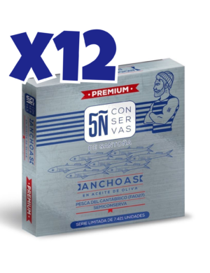 Lote 12 latas Anchoa Cantábrico Oliva Premium 100 ml (10/12 filetes) – Serie Limitada